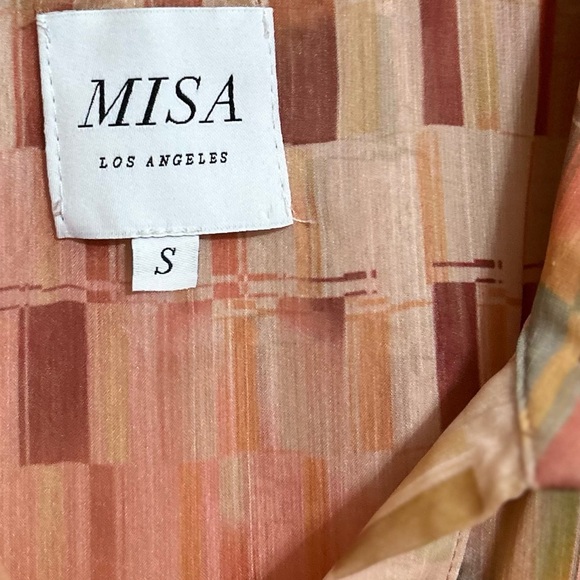 ⭐️Misa Los Angeles Laura Drop Waist Shirtdress Poly Chiffon Multicolor - Picture 8 of 9